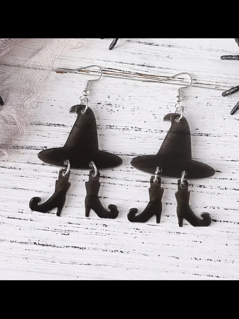 Black Witch Hat & Boots Dangle Earrings - Women Jewelry